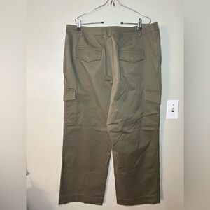 Wide Leg Flap Pocket Cargo Pants By Loft Green Cotton Size 16 New